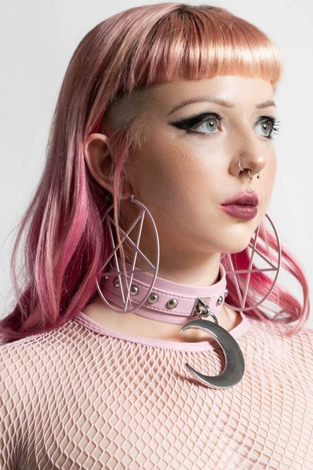 Hovedbilde Pentagram Hoop Earrings Pink