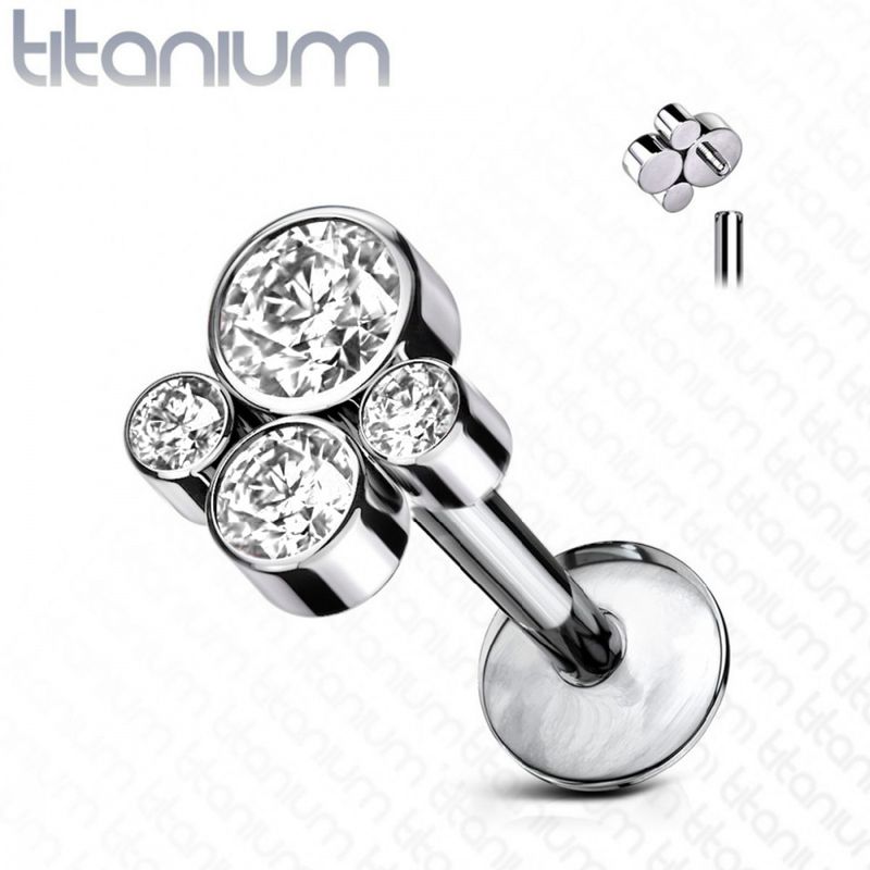 Paw Crystal Internally Threaded Labret Clear