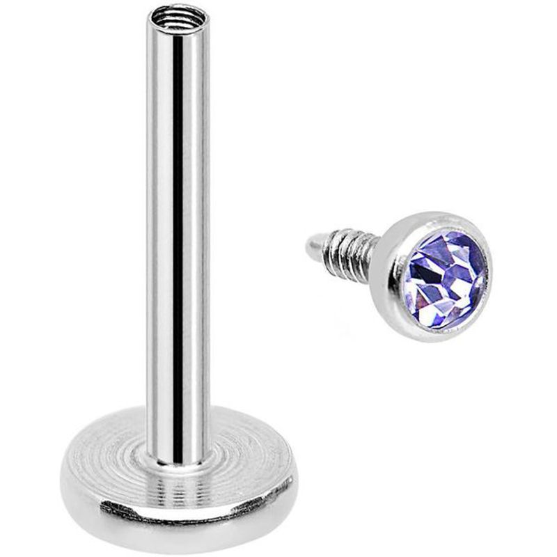 Crystal Cup Internally Threaded Labret Tanzanite 