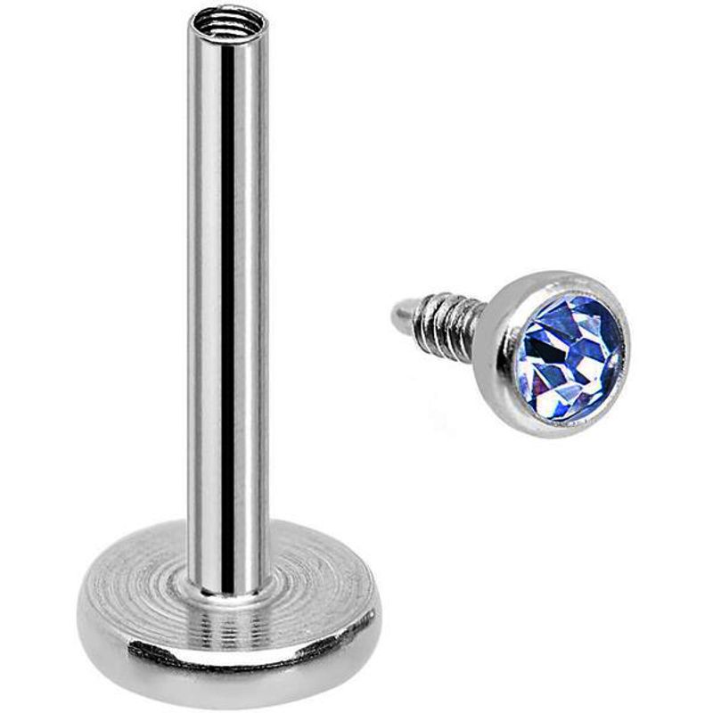 Crystal Cup Internally Threaded Labret Blue