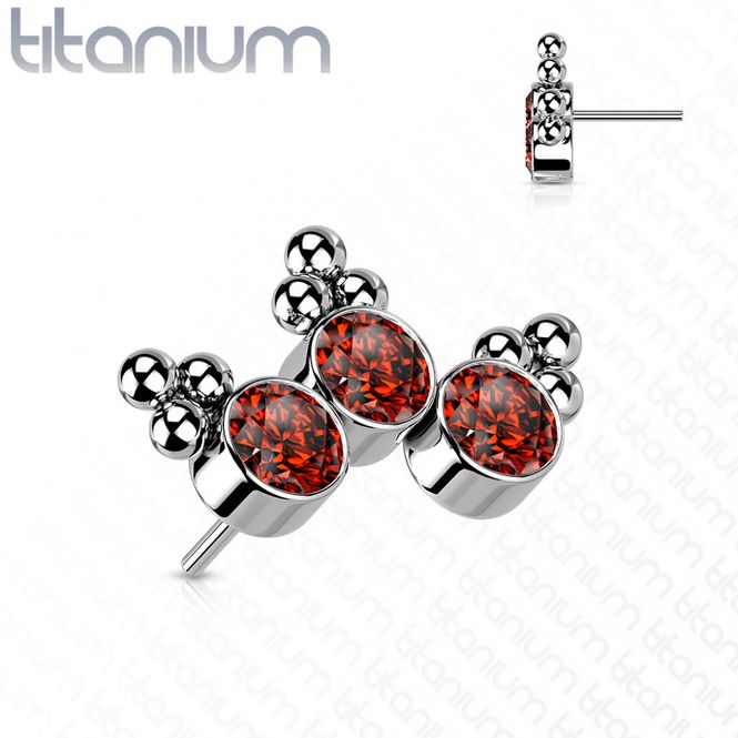 Main Image Curve Three Gems Push-fit Red