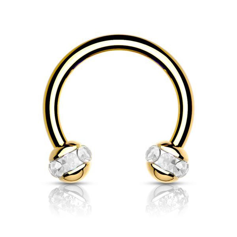 Circular Barbell Multi Jeweled Gold Clear