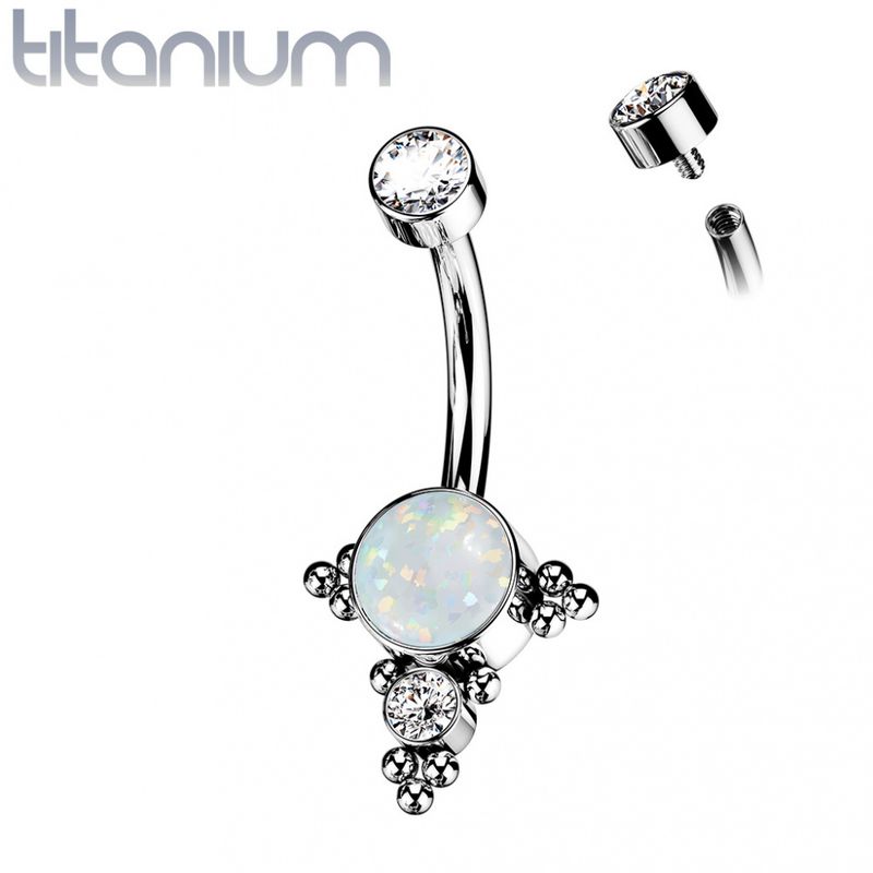 Lana X Belly Ring Opal White