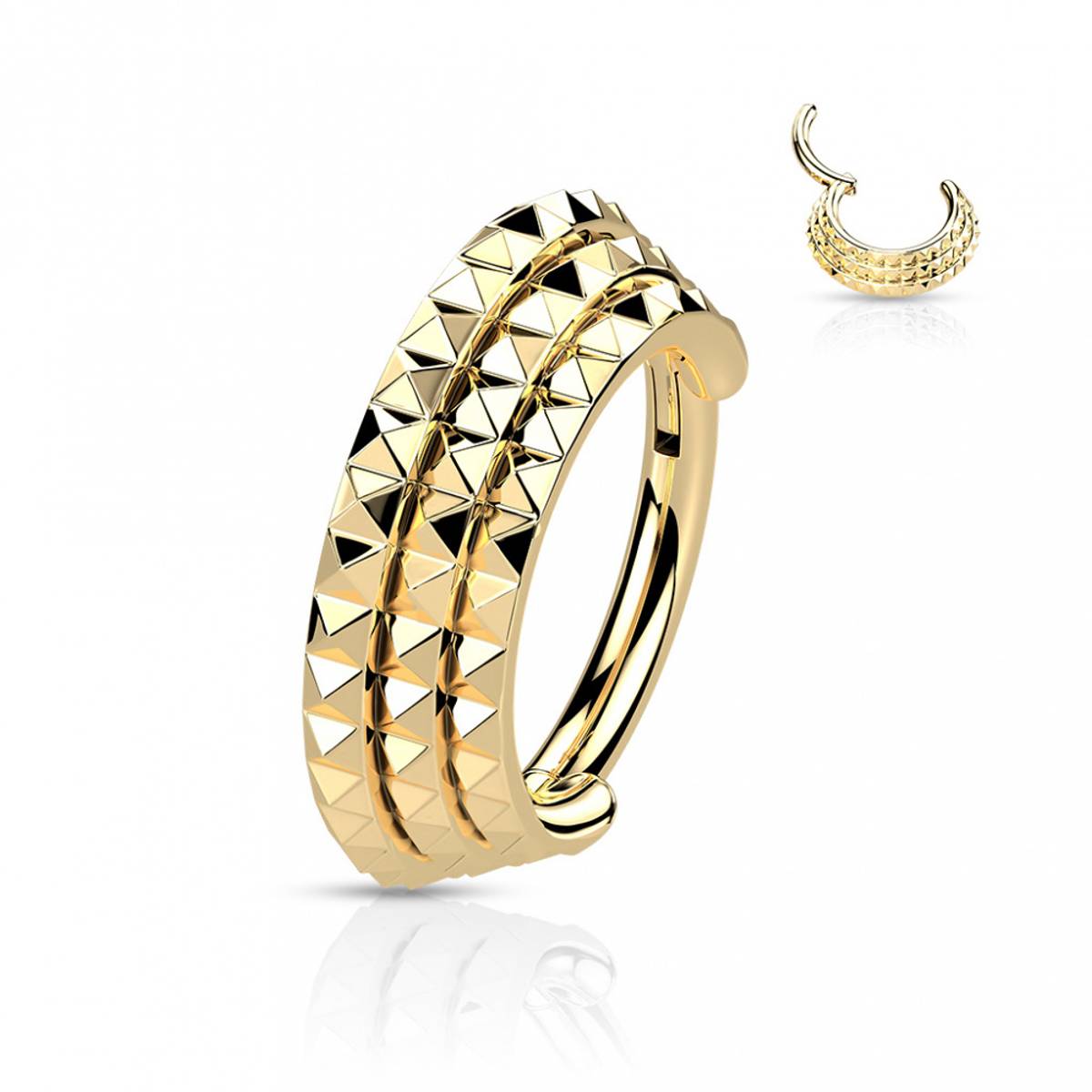 Punk triple Hinged Ring Gold