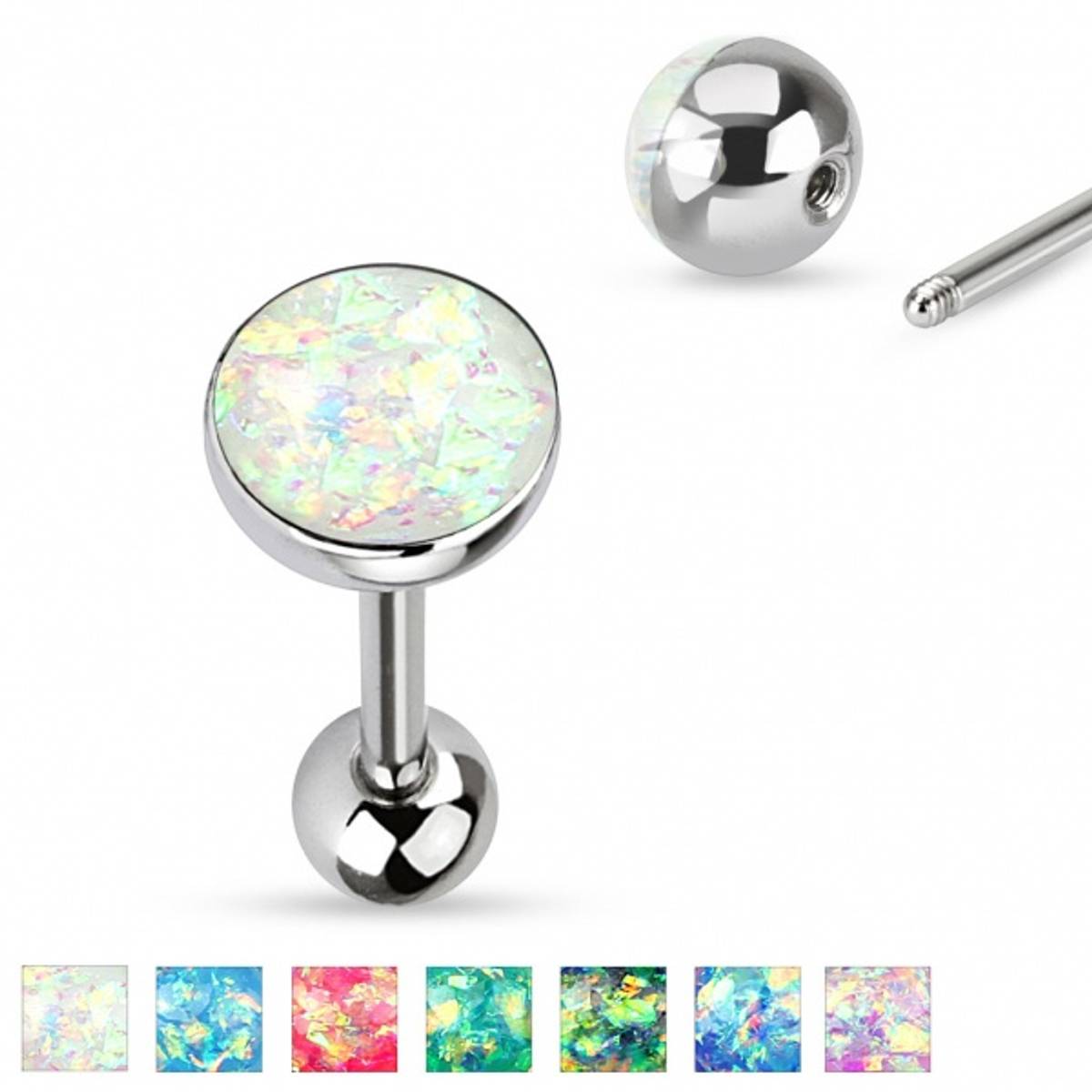 Big Opal Surgical Steel Barbell Dome