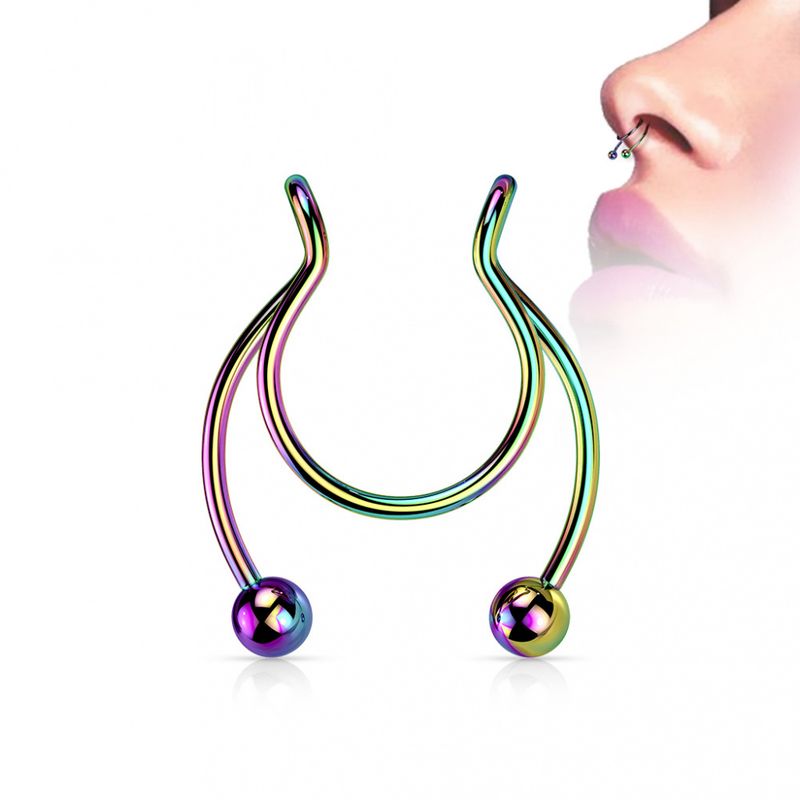 Fake Septum Circular Barbell Rainbow