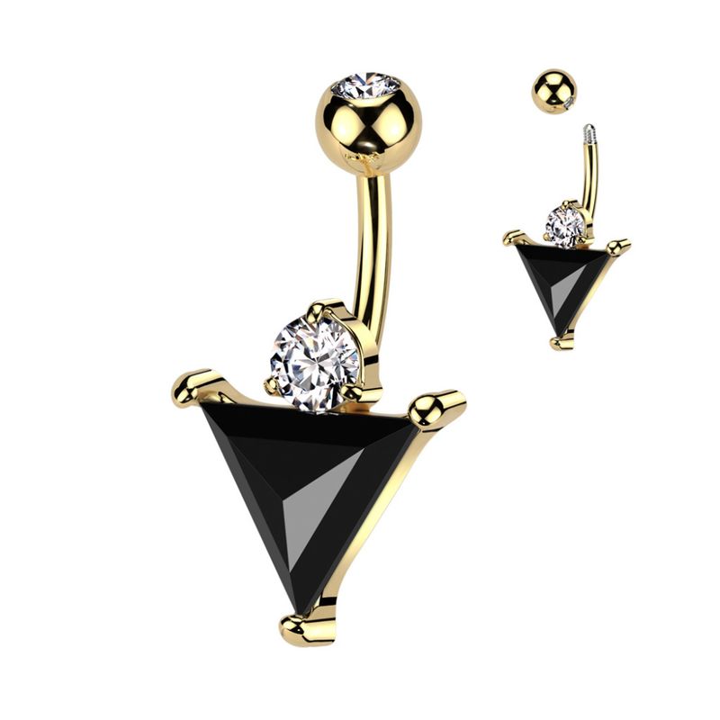 Onyx Belly Ring Gold