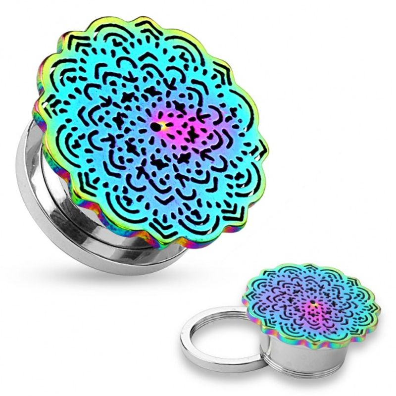 Screw-fit Rainbow Tribal Flower 