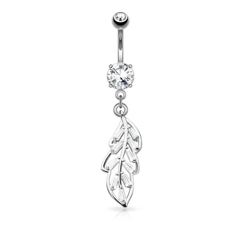 Crystal Feather Belly Ring