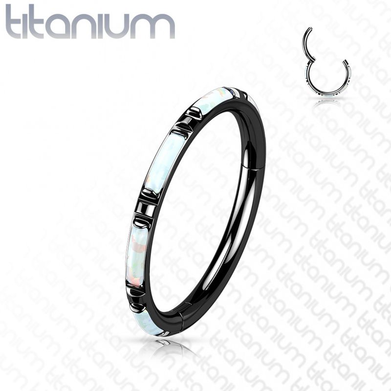 Carla Opal Titanium Hinged Segment Ring Black