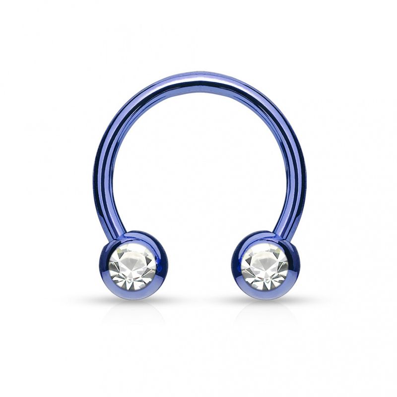 Front Jewel Circular Barbell Blue