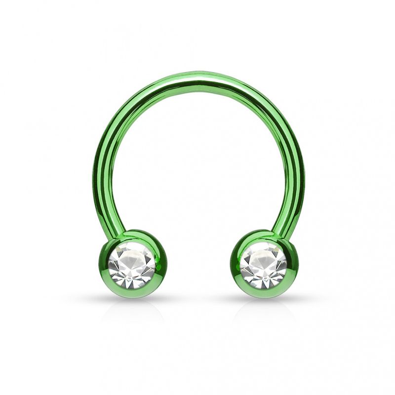 Front Jewel Circular Barbell Green
