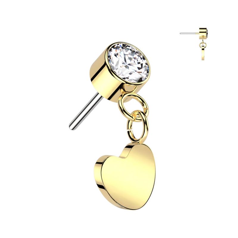Heart Dangle Push-fit Gold Clear