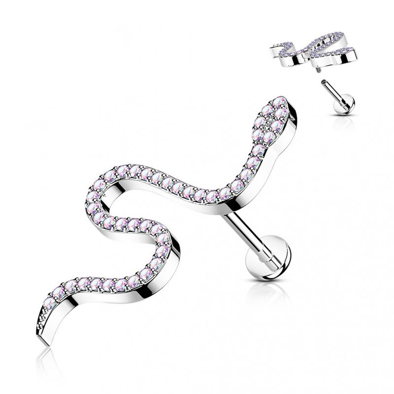 Big Snake Internally Threaded Labret Aurora Borealis