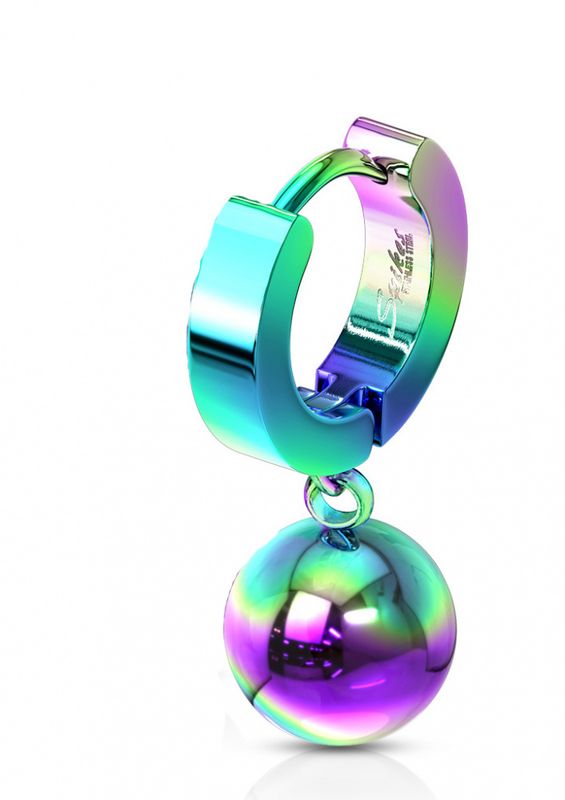 Hoop Earring With Ball Rainbow