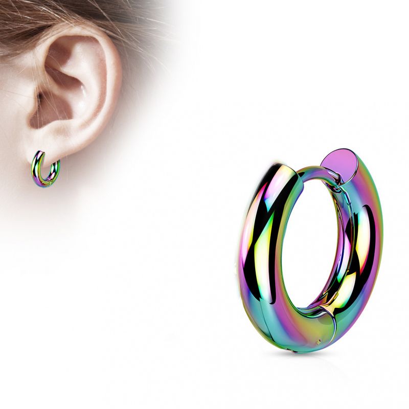 Chunky Earring Hoop Plain Rainbow