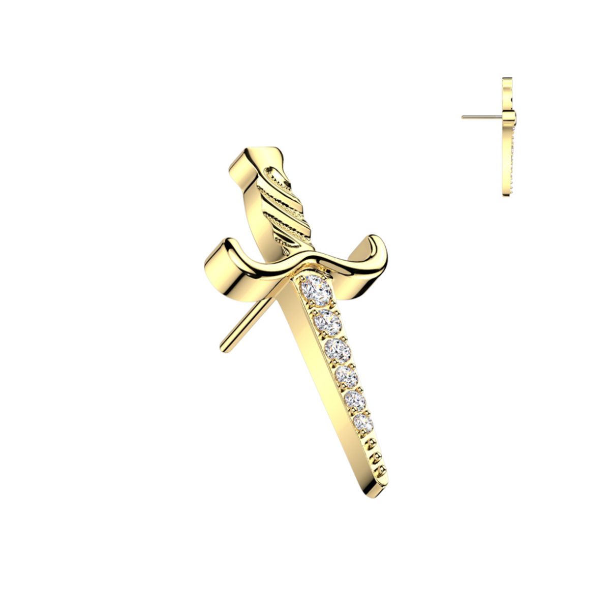 Big Crystal Dagger Top Gold