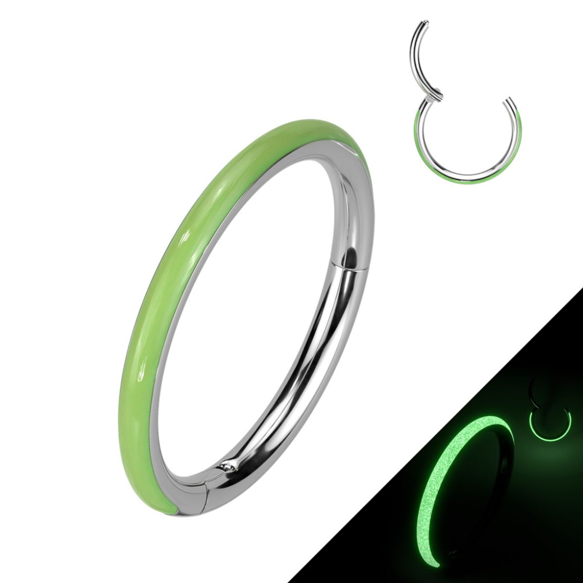 Glow Hinged Ring Green