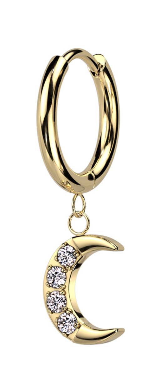 Moon Gem Hoop Gold