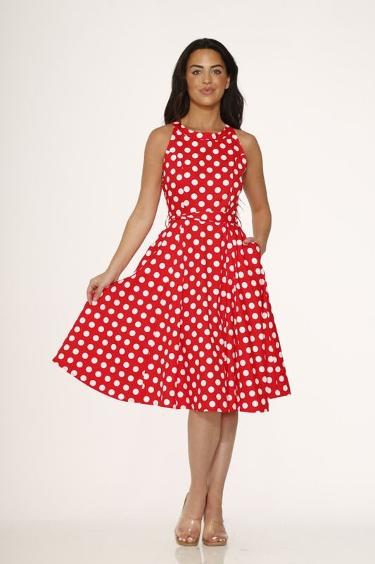 June Polka Dot Swing Dress [Red]