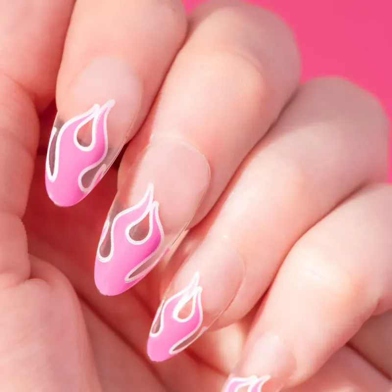 Pink Jelly Flame Press On Nails
