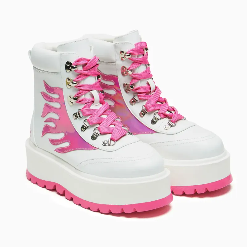 Kawaii Helios Hologram Flame Boots Pink