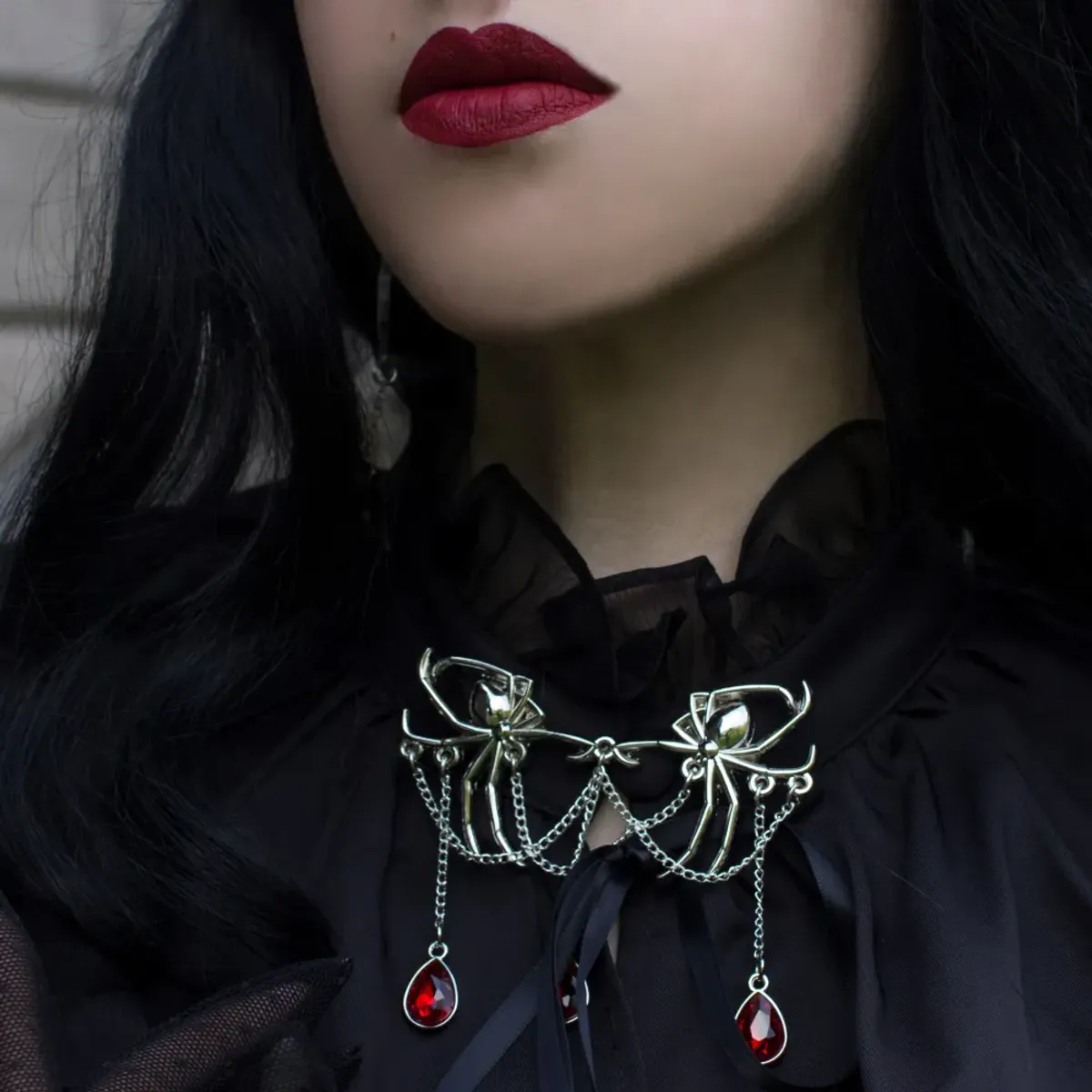 Black Widow Gothic Victorian Collar Pin