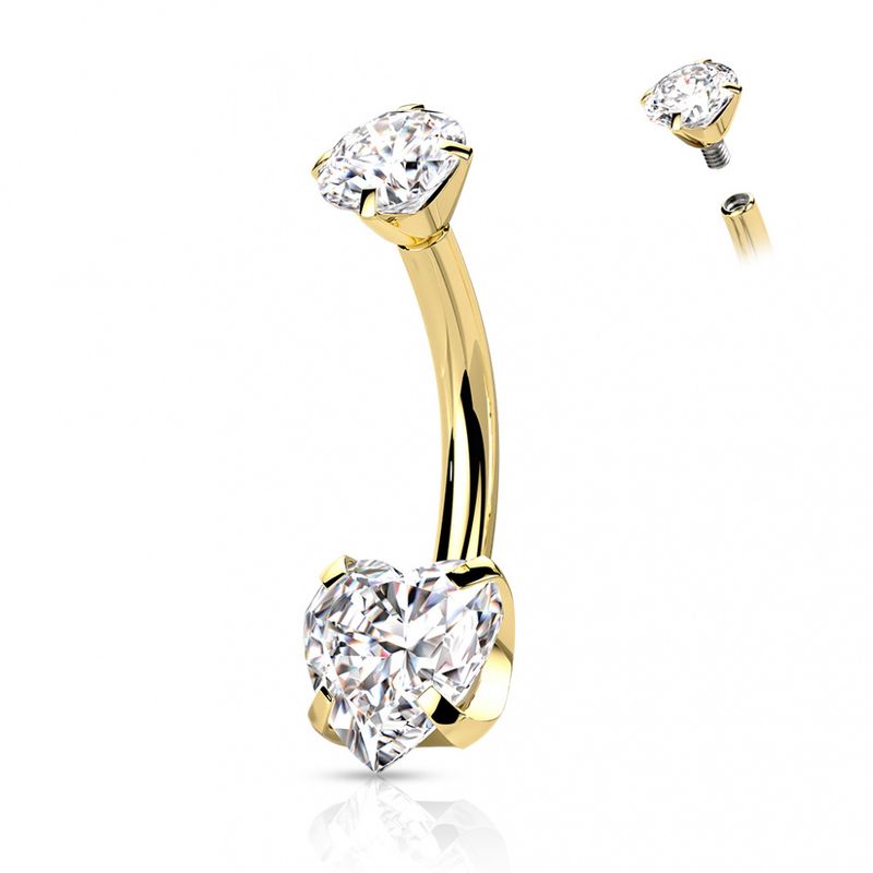Titanium Heart Belly Ring Gold
