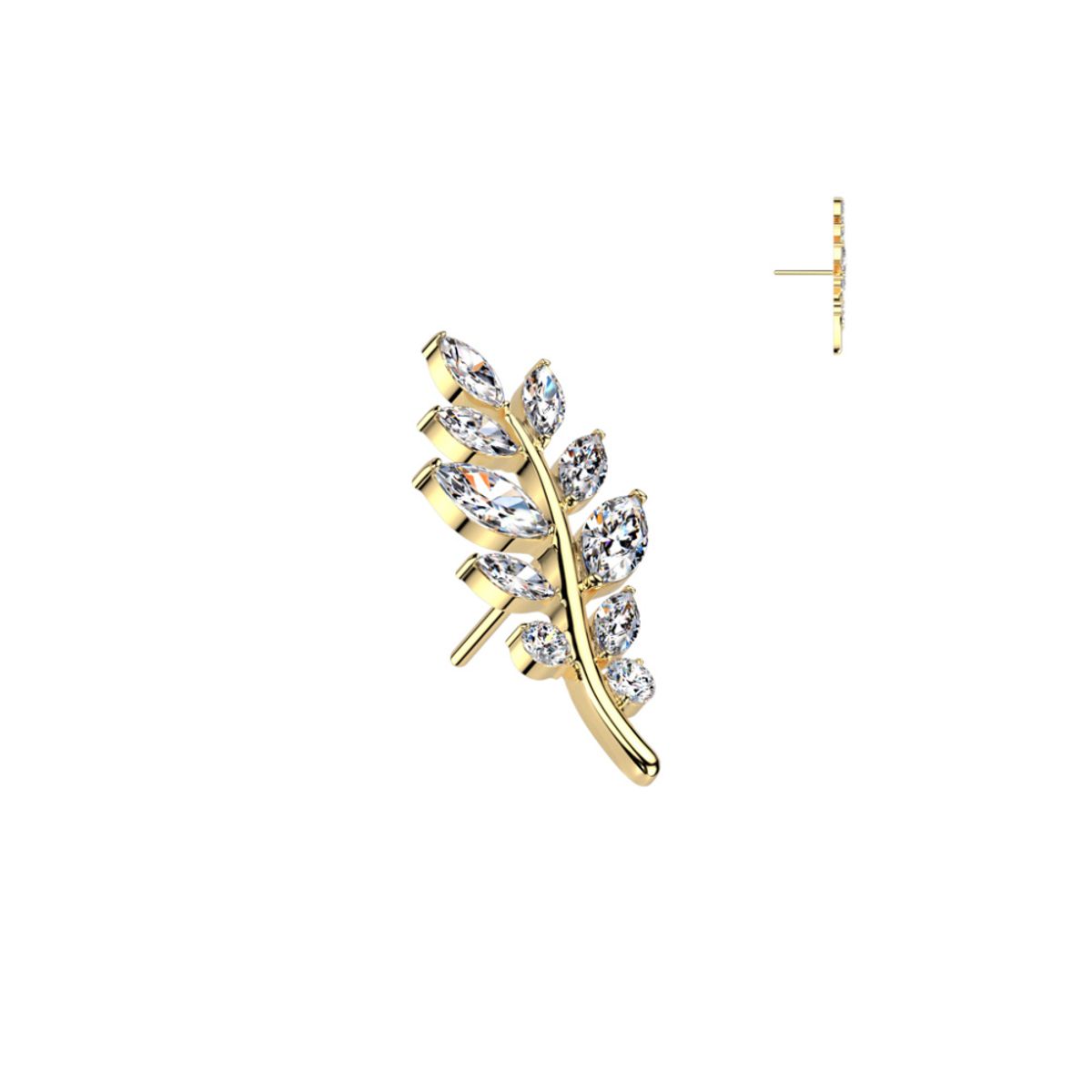 Olive Leaf Crystal Push-fit Top Gold