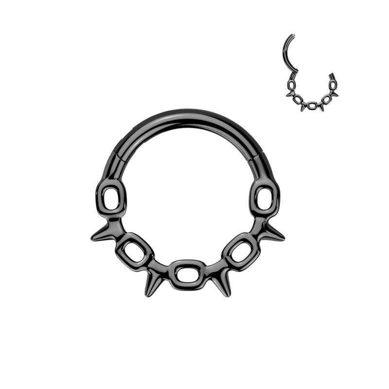 Barbed Wire Hinged Ring Black