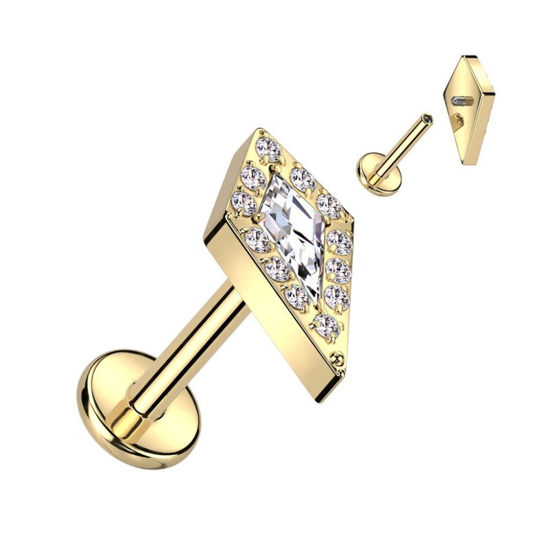 Aleah Internally Threaded Labret Gold Clear