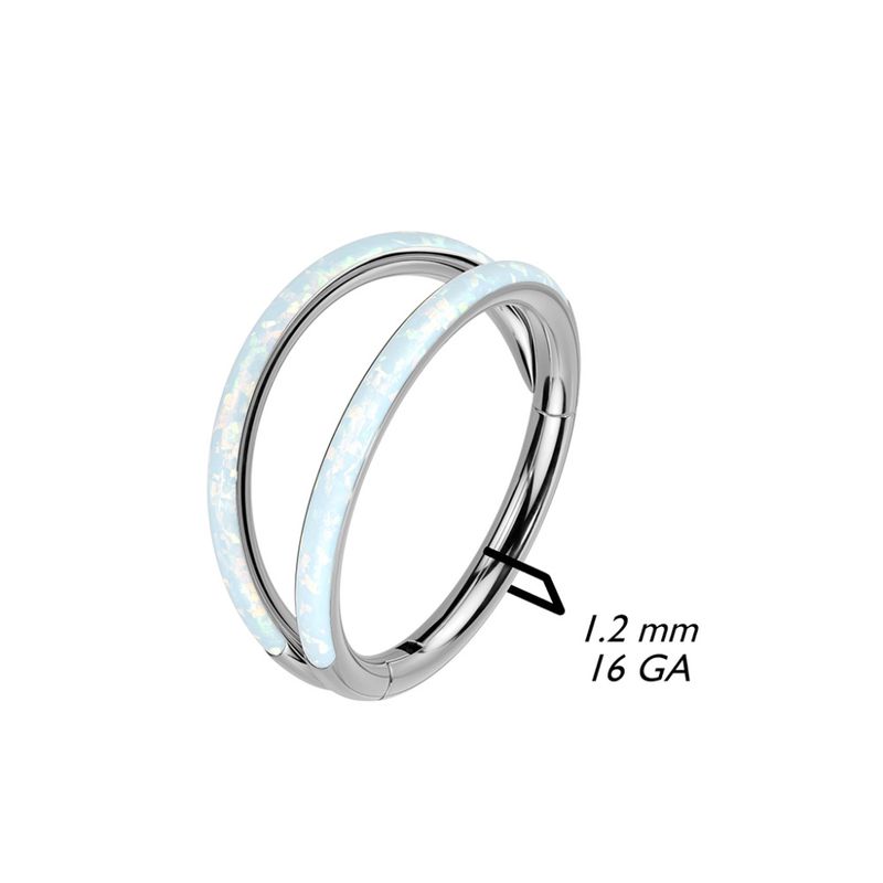 Pan Double Lined Hinged Ring Opal White