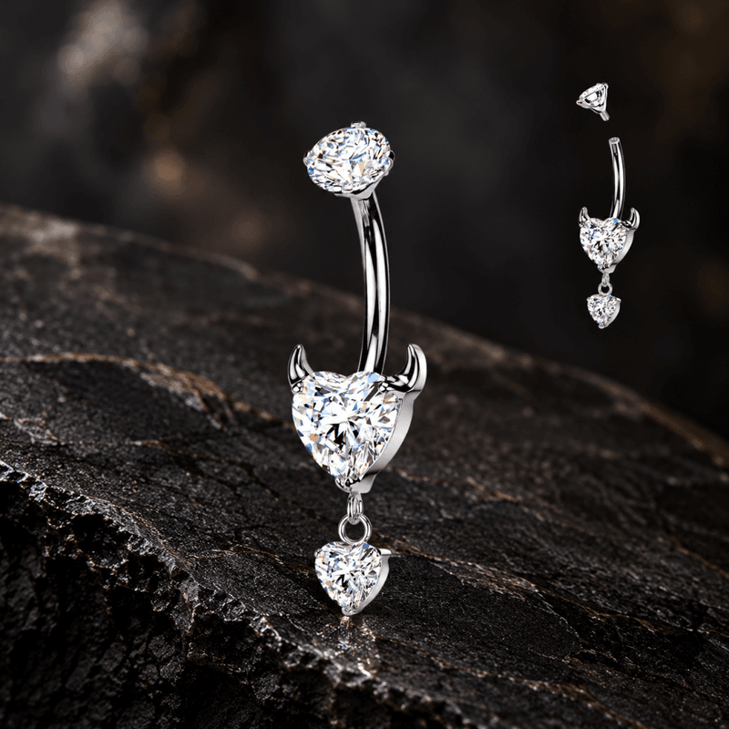 Titanium Devil Heart Belly Ring 