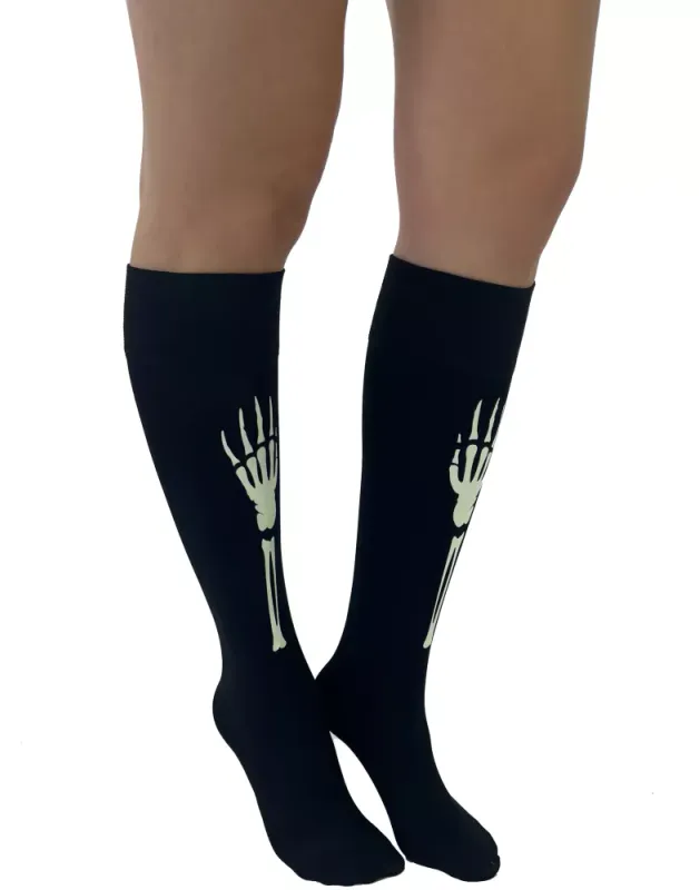 Skeleton Hands Knee Socks Glow