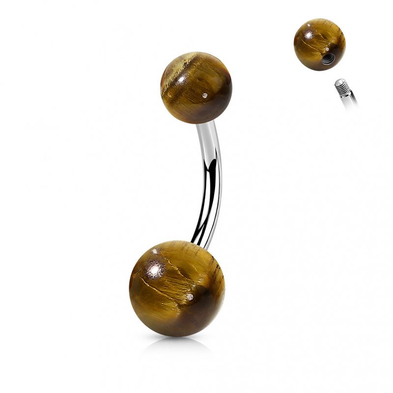 Stone Belly Ring Tiger Eye