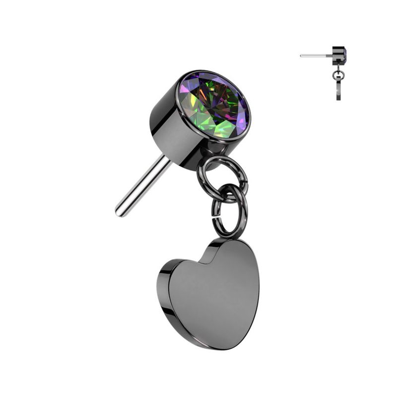 Heart Dangle Push-fit Black Vitrail Medium
