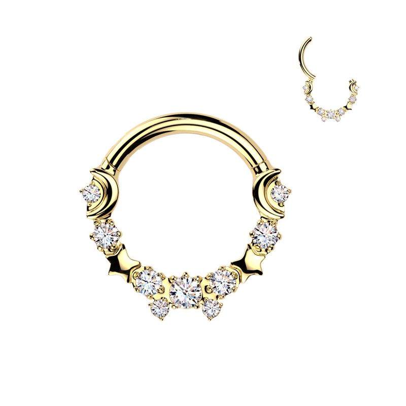 Lunas Crystal Hinged Ring Gold Clear