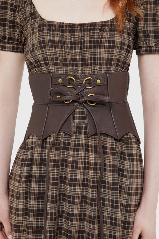  Wetland Bat Peplum Corset [BROWN]