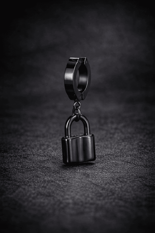 Hoop Earring Padlock Black