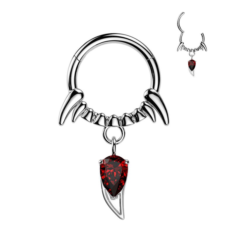 Vampiria Fangs Hinged Ring Red