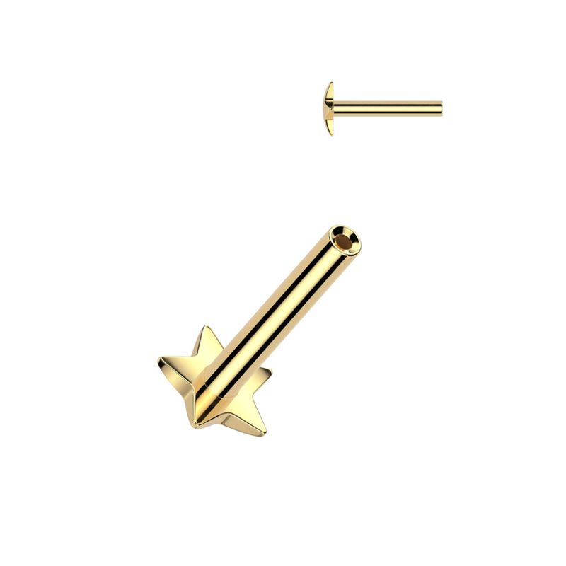 Push-fit Threadless Star Labret Gold