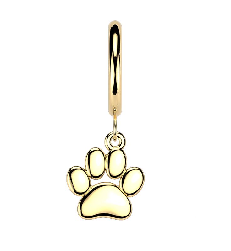 Hoop Earring Paw Gold