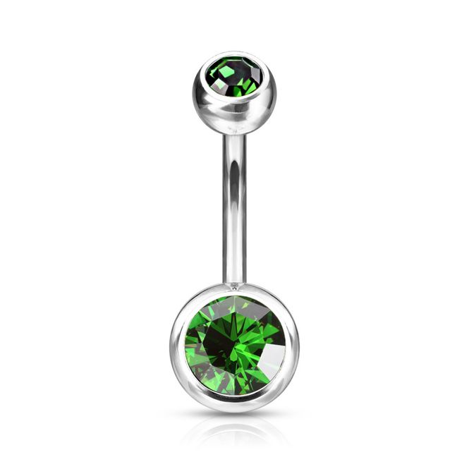 Hoofdbeeld Titanium Belly Ring Green