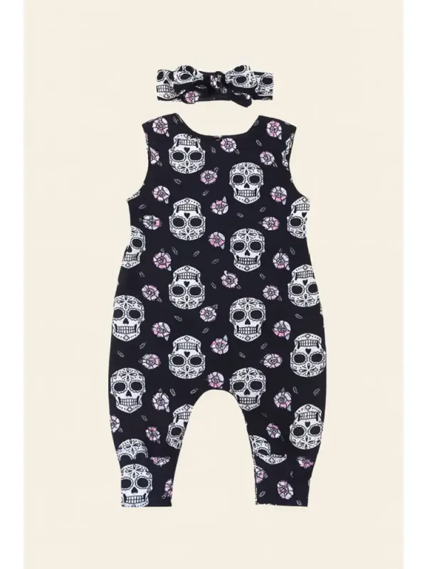 Sugar Skull Baby Romper & Headband