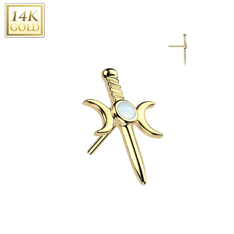 Moon Dagger Push-fit Opal 14K Gold 