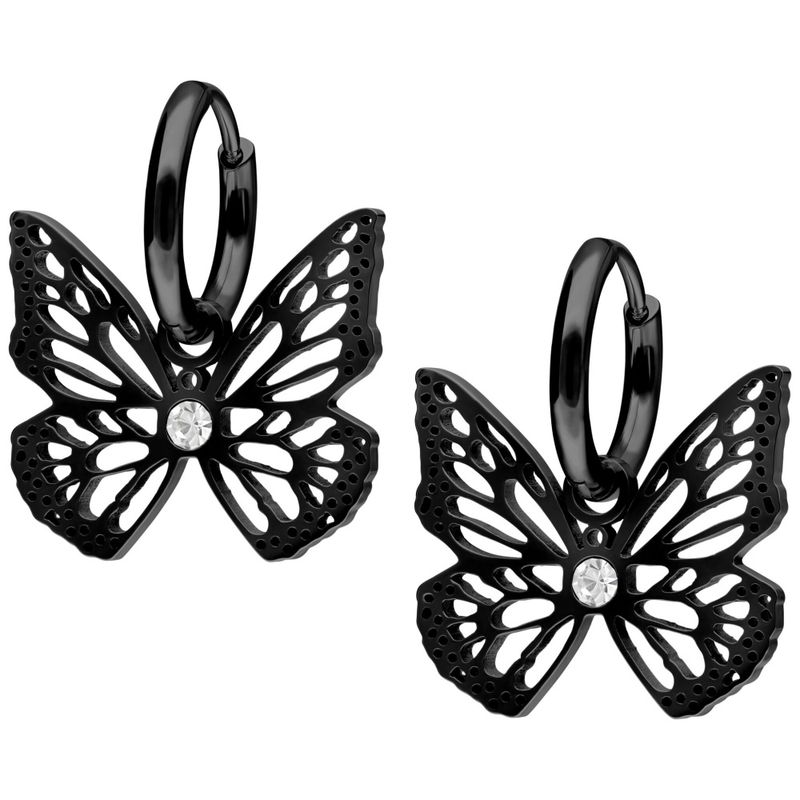 Little Butterfly Hoops Black