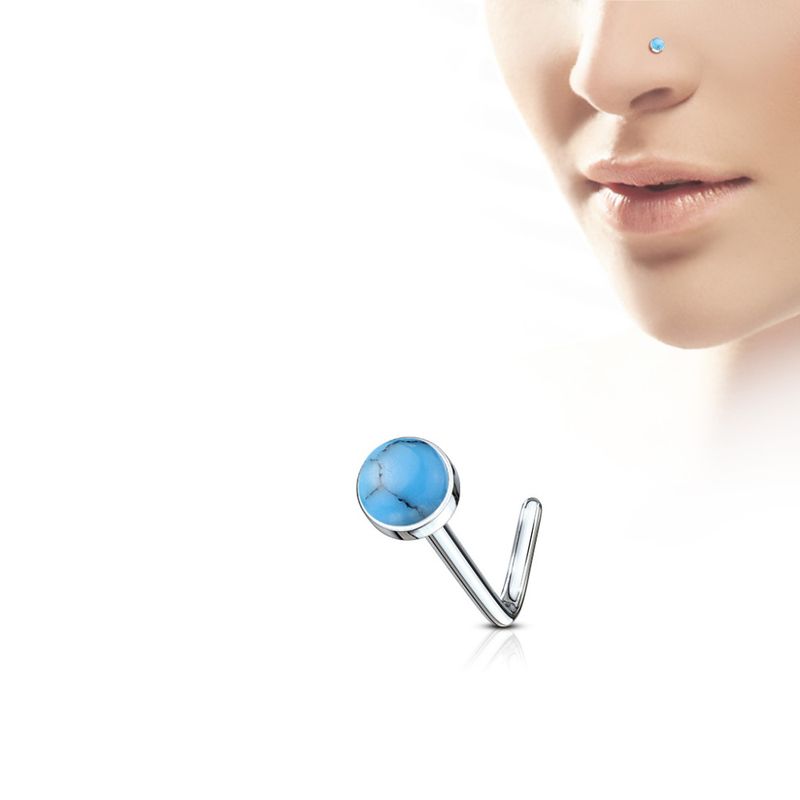 Stone Opal Nose Stud L Bend Turquoise