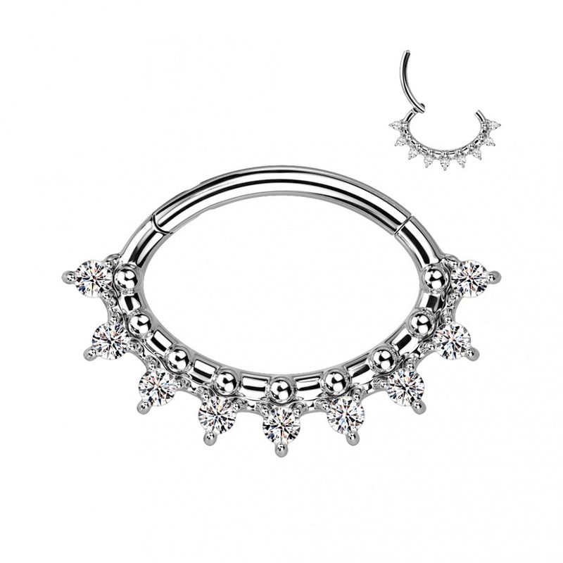 Sylvia Oval Crystals Hinged Ring Clear
