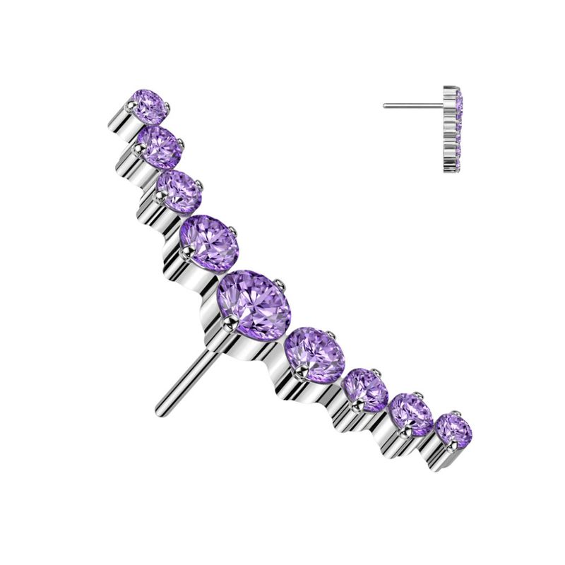 9 Cubic Zirconia Push-fit Purple