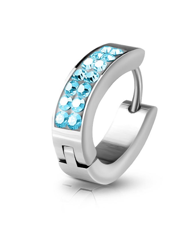 Bling Oval Hoop Earring Blue
